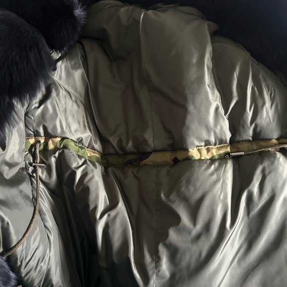 VOLARE New York Camouflage fox fur jacket army green and black size S NWT - Picture 15 of 16